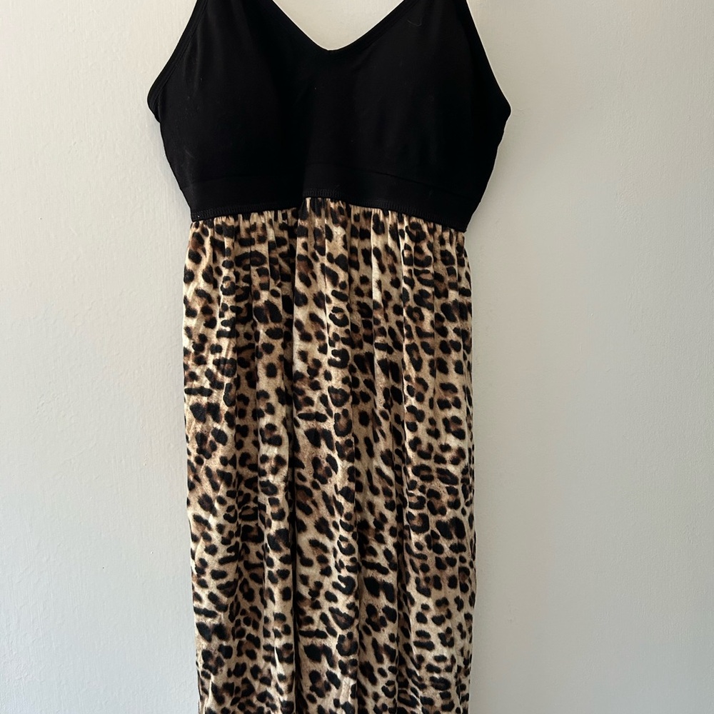Black and Leopard Print Dress